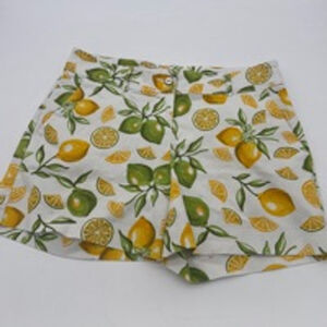 Isaac Mizrahi Shorts Size 10 White with Lemon & Lime Print